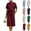 Women's Fashionable Casual Short-sleeved Shirt And Loose Pants Two-piece Set
