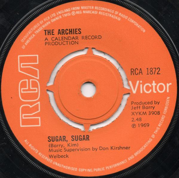 7inch Record ARCHIES  Sugar Sugar  Melody Hill RCA1872 RCA VICTOR 1969 UK Rock Used