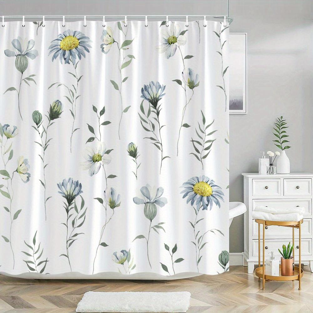 

1Pc Floral Watercolor Shower Curtain, Polyester Fabric, Machine Washable, With Hooks, Suitable For Bathroom Decoration W60H190(CM)-1 Pcs