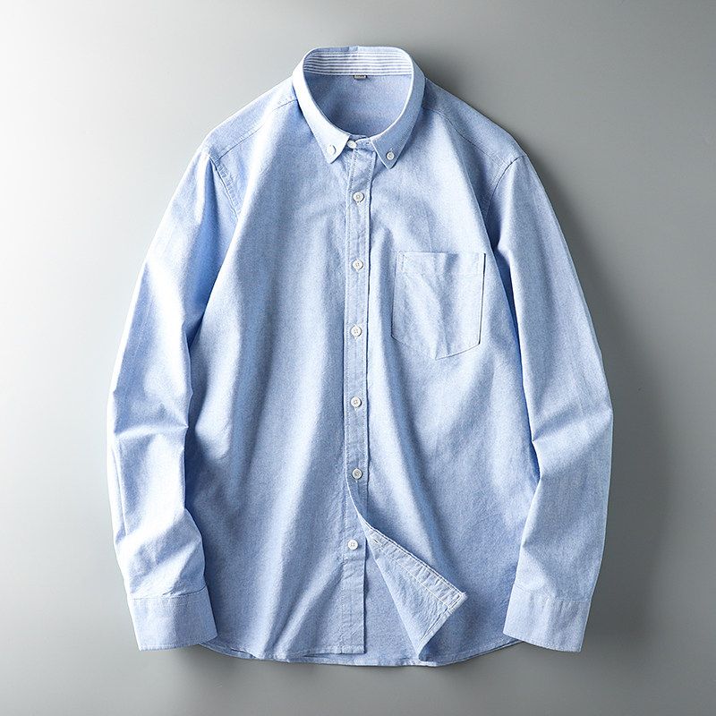 Long Sleeves Cotton Export Cattle Goods Casual White Shirt Blue 2XL