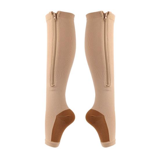 

1 пара компрессионных чулок Изысканный узор Дышащий хлопок Открытый носок Молния Компрессионные чулки Рукав для ноги для девочки L/XL