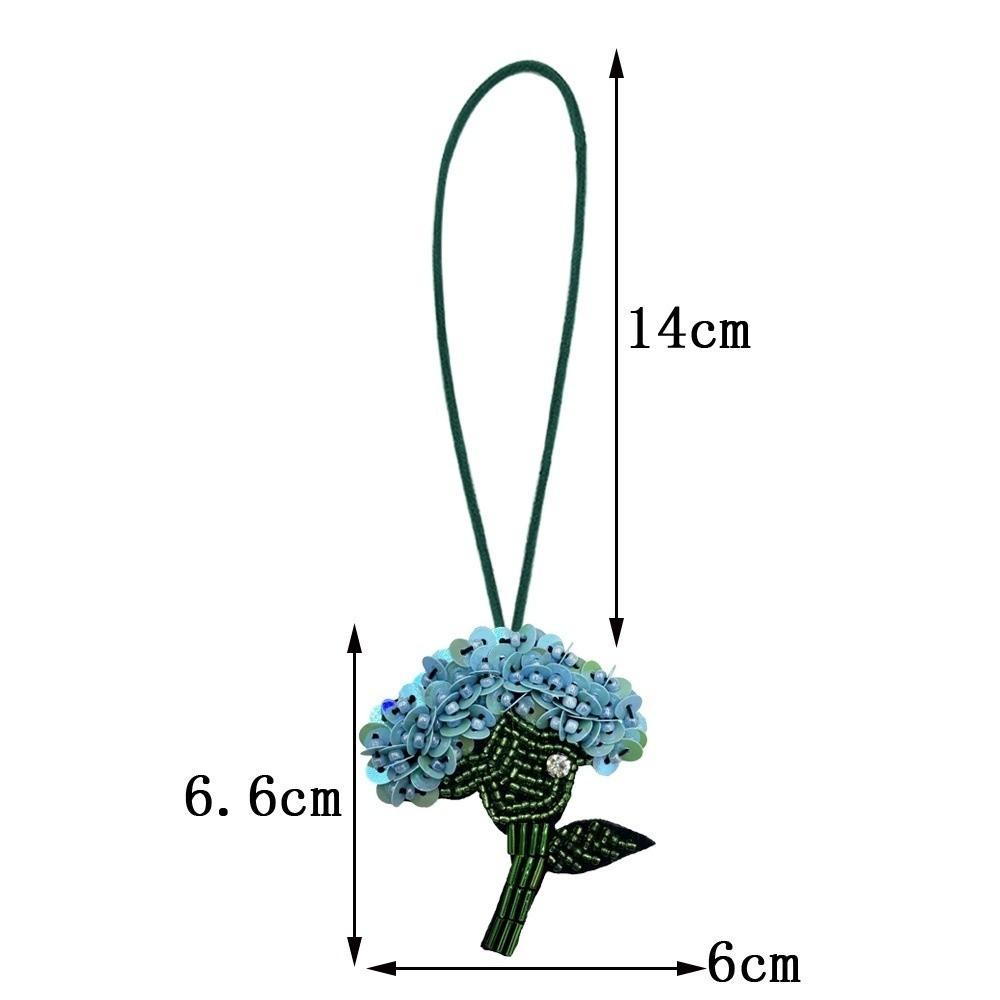 Fashion 3D Sequin Flowers Bouquet Beaded Pendant DIY Rhinestone Beads Keychain Lanyard Hanging Rope Handmade Bag Accessories