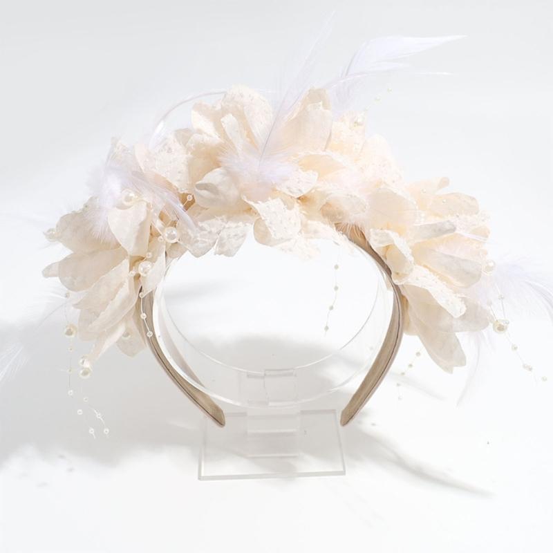 Perlenbesetzter Blumenkranz für Hochzeit Blumen-Stirnbänder Braut Blumen-Stirnbänder Frauen Blumengirlanden Kranz Haarkranz