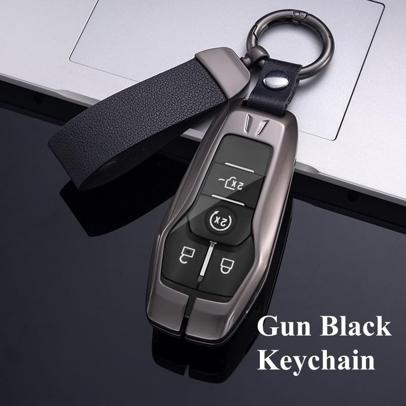 New Design Alloy Car Key Case Fob Cover for Ford Fusion Mondeo Mustang F-150 Explorer Edge 2015 - 2018 Protector Shell Fob Keychain