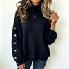 Women's Casual Turtleneck Button Sweater Long Sleeve Knit Pullover for Fall Winter