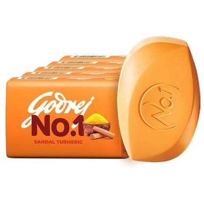 Savon de bain Godrej No.1 Santal & Curcuma Savon de Grade 1 & Parfum Longue Durée, Pack Combo de 5 (100g chacun)