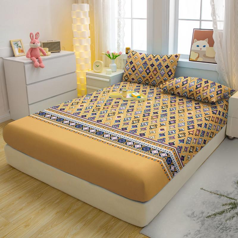 Set Lenzuolo Sotto con Angoli Semplice Moderno, 3 Pezzi, Fantasia Bohemia, Opaco, Set Copriletto Stampato per Camera da Letto, Biancheria da Letto