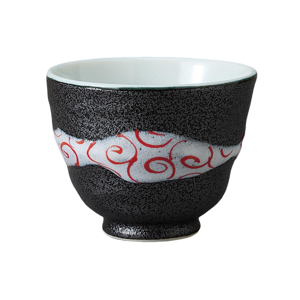 x Red Swirl Matcha Cafe Mino Made in Japan Ale-net Ippuku-wan Teacup, 9.5 7.8 cm, 280cc, Pattern, Bowl, Bowl, Ware,