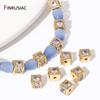 18K Gold Plated Inlaid Zircon Square Spacer Beads, Brass Metal Beads Separator For DIY Beading Jewelry Making Supplies
