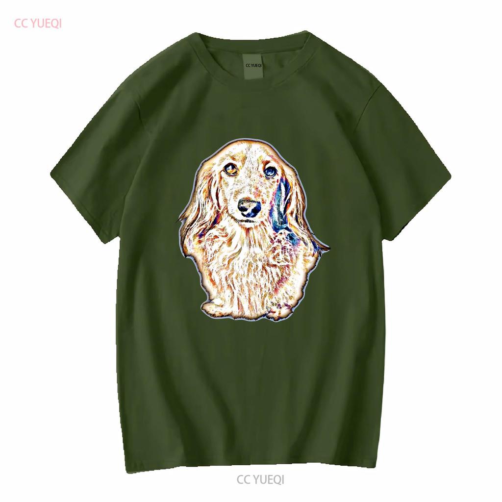 NEW LIMITED Long Hair Dachshund Cute Doxie Wiener Dog Lover T Shirt vintage Washed homme streetwear Casual Stylish Soft