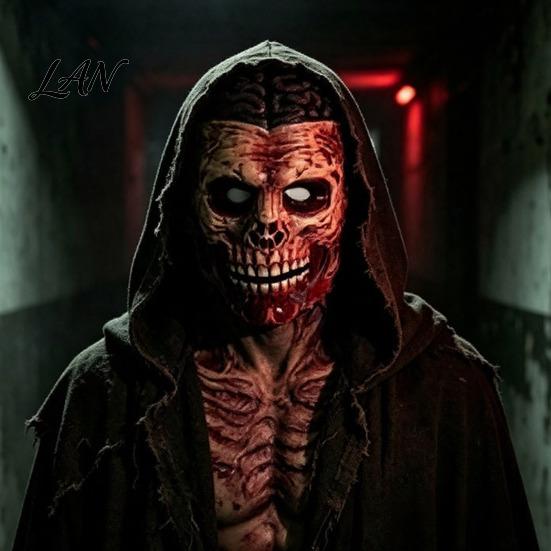 Professional Cosplay Props for Party Scary Zombie Head Masque, Adults Horror Latex Full Hood Secret Room Escape Game Prop Realistic Creepy Skeleton