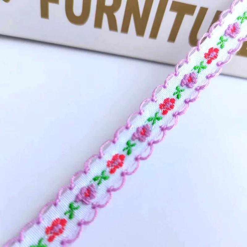 1cm Wide 22yard Ethnic Embroidery Lace Trim Countryside Style Ethnic Woven Ribbon Decoration Small Floral Clothing Accessory