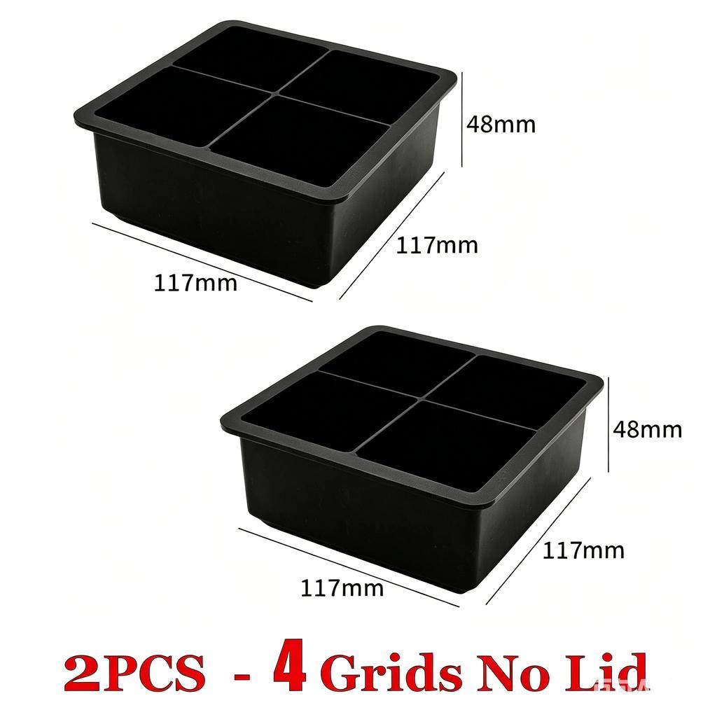 4/6/8/15 Grids Ice Cube Molds Food Grade Silicone Ice Cube Flexible Ice Molds with Lids Big Square Cubed Ice Trays for Whiskey 5