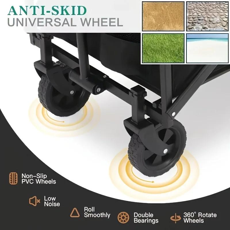 Bollerwagen für Jugendliche, faltbarer Wagen mit Rädern - Schwerlast-Nutzwagen für Lebensmittel,