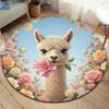 Cuteflowersanimals Round Area Rug,Carpet Rug for Living Room Bedroom Sofa Playroom Decor,Non Slip Floor Mat