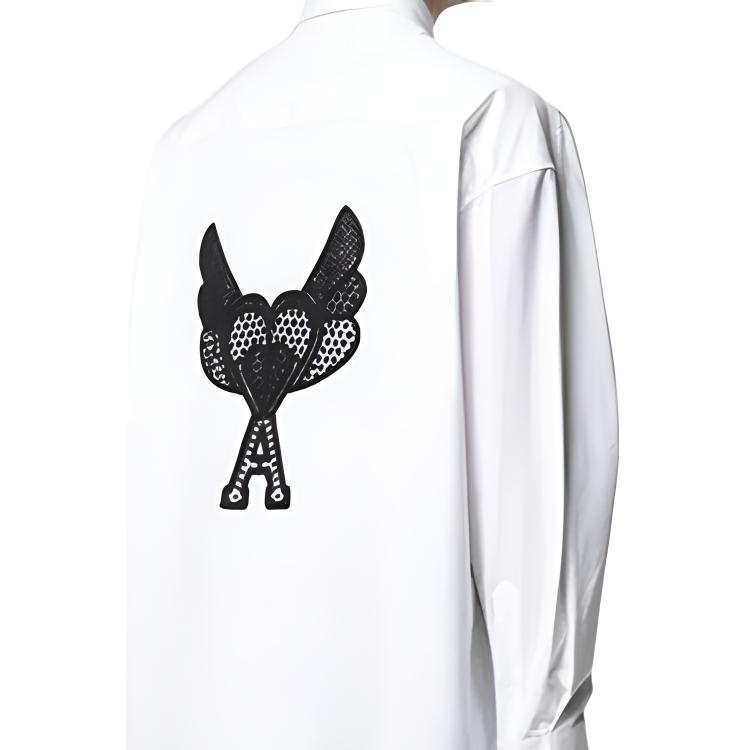 AMIPARIS Logo Patch Long Sleeve Shirt Unisex Shirts H21C111462-100