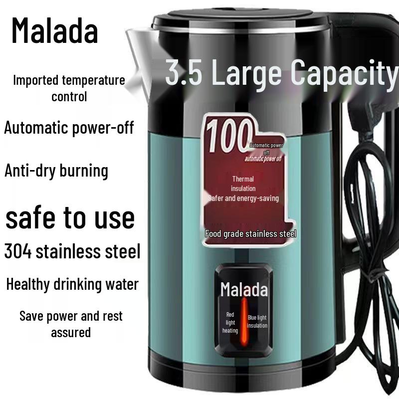 

Міцний чайник з нержавіючої сталі 304 - Товста ізоляція, Швидке закипання, Велика місткість, Автоматичне вимкнення, Підтримка температури