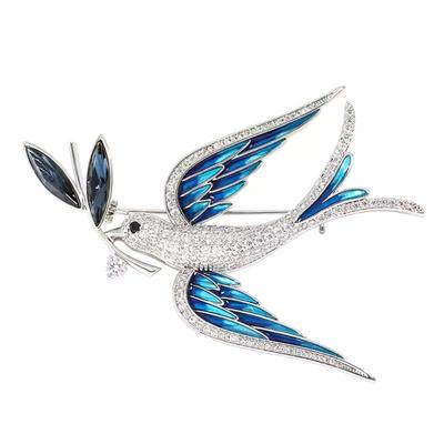 Spille blu con rondine e uccello per le donne, antiriflesso, in cristallo intarsiato, con strass, spilla di moda di lusso, spille, regali di gioielli