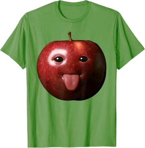 Lustiges albernes KI Apfel Gen Z Meme Gehirnfäule Humor Zunge raus T-Shirt Obstliebhaber Y2k Kunst Ästhetik Oberteile Sigma Apfel Rizz Spruch T-Shirt