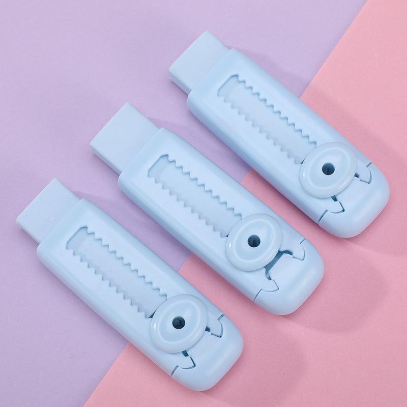 

Выдвижной ластик в форме мультяшного персонажа для школьных принадлежностей: Без следов, без мусора, подходит для учеников начальной школы. 3pcs set синий