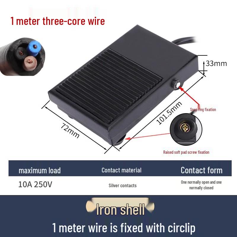 TFS-201 Plastic Foot Switch, 2m Cable, Pedal-Operated, Aviation Plug, Two/Three-Core Options