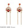 1 Pair Tassel Earrings Chinese Style Retro Long Opera Face Earrings Female Personality Internet Celebrity Temperament
