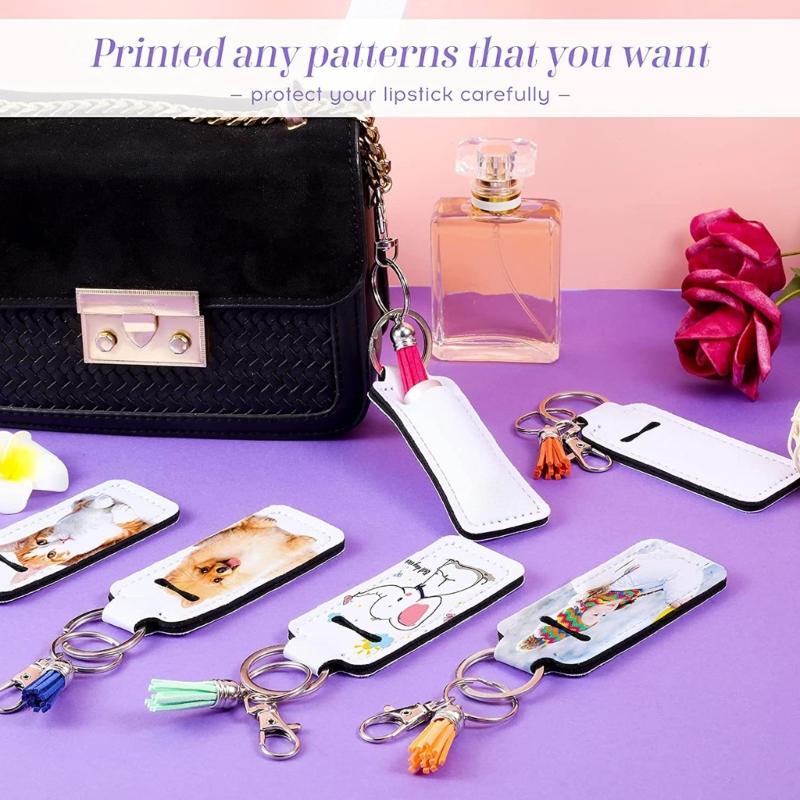 72Pcs Keychains Set Includes 24Pcs Lobster Clasp 24Pcs White Lip Holder Keychains With Keyrings 24Pcs Tassel Pendants