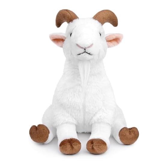 ZHONGXIN MADE Goat Plush Toy 10 inch (approx. 25cm) Realistic White Goat Sitting Position Super Soft Kids Gift Birthday Baby Shower Gift Animal Model