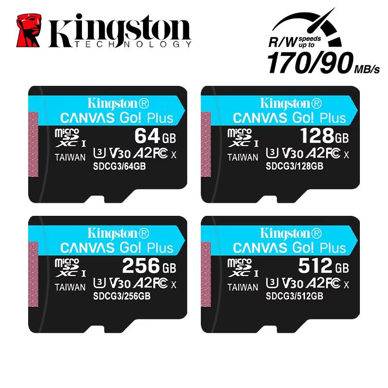 Kingston Micro SD-Speicherkarte, 512 GB, TF-Karte, 64 GB, 128 GB, 256 GB, U3 V30 A2, Hochgeschwindigkeits-Micro-SD-Karte, bis zu 170 Mbit/s, 4K-Flash-TF-Karte für Action-Cams, Drohnen