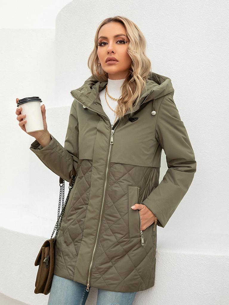Cinemore New women's jacket spring High-Quality Mid-Length  Women coat Stitching Hooded Design Windproof Casual parkas 8226