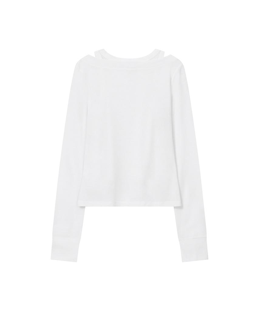 MISEKI SEOUL Layered Line Sheer Long Sleeve White