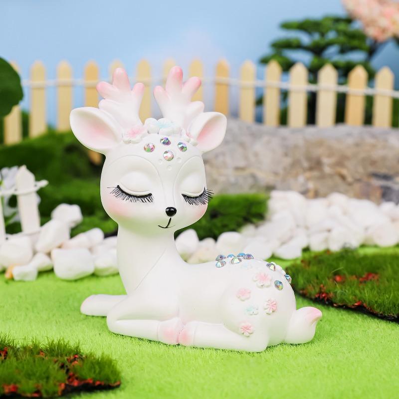 Romantic Little Fairy Deer, Cute Couple, Sika Deer Car Decoration, Cartoon Deer Ornaments, Resin Cake Decorations