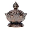Chinese Alloy Buddha Incense Burner Lotus Flower Incense Holder Censer for Buddhist Home Office Decoration Indoor Ornaments Gift
