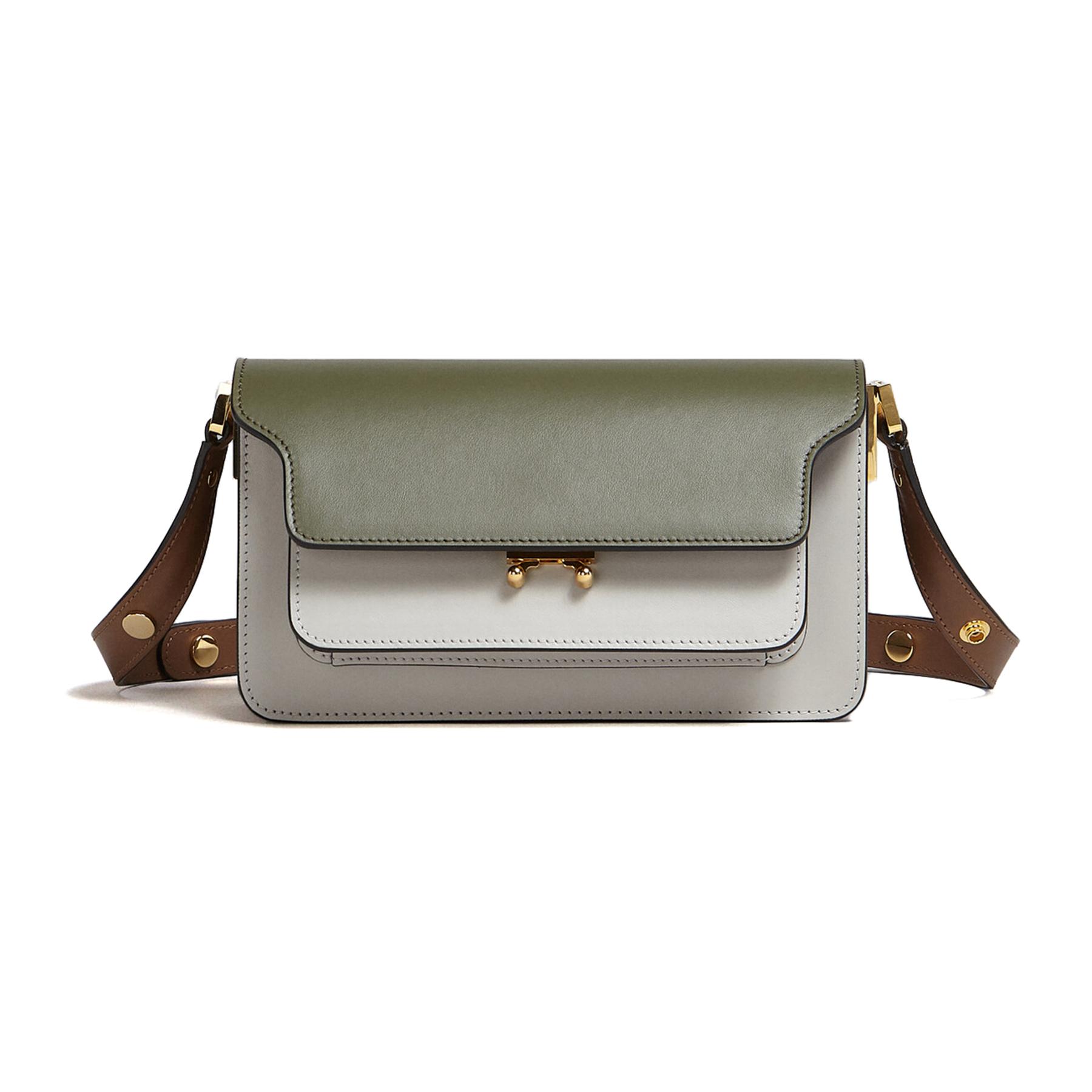 

New MARNI Trunk Calfskin Crossbody Bag, Shoulder Bag Women s SBMP0121U1LV589Z411N 22.6*9.9*12.4CM