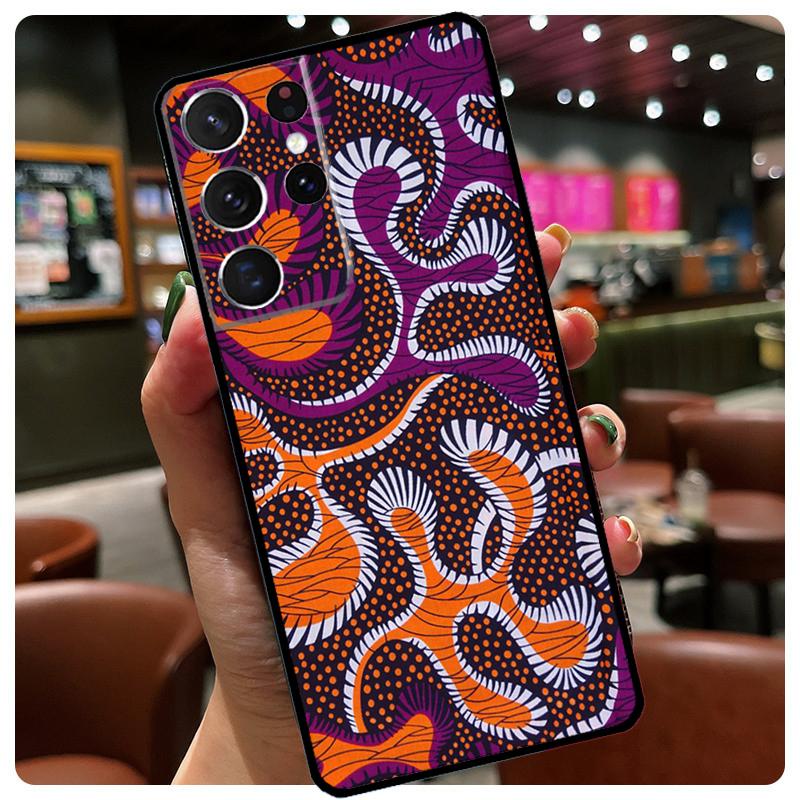 African Style Fabric Print Silicone Case For Samsung Galaxy S23 S22 Ultra S21 S20 FE S8 S9 S10 Plus Note 20 Ultra Cover