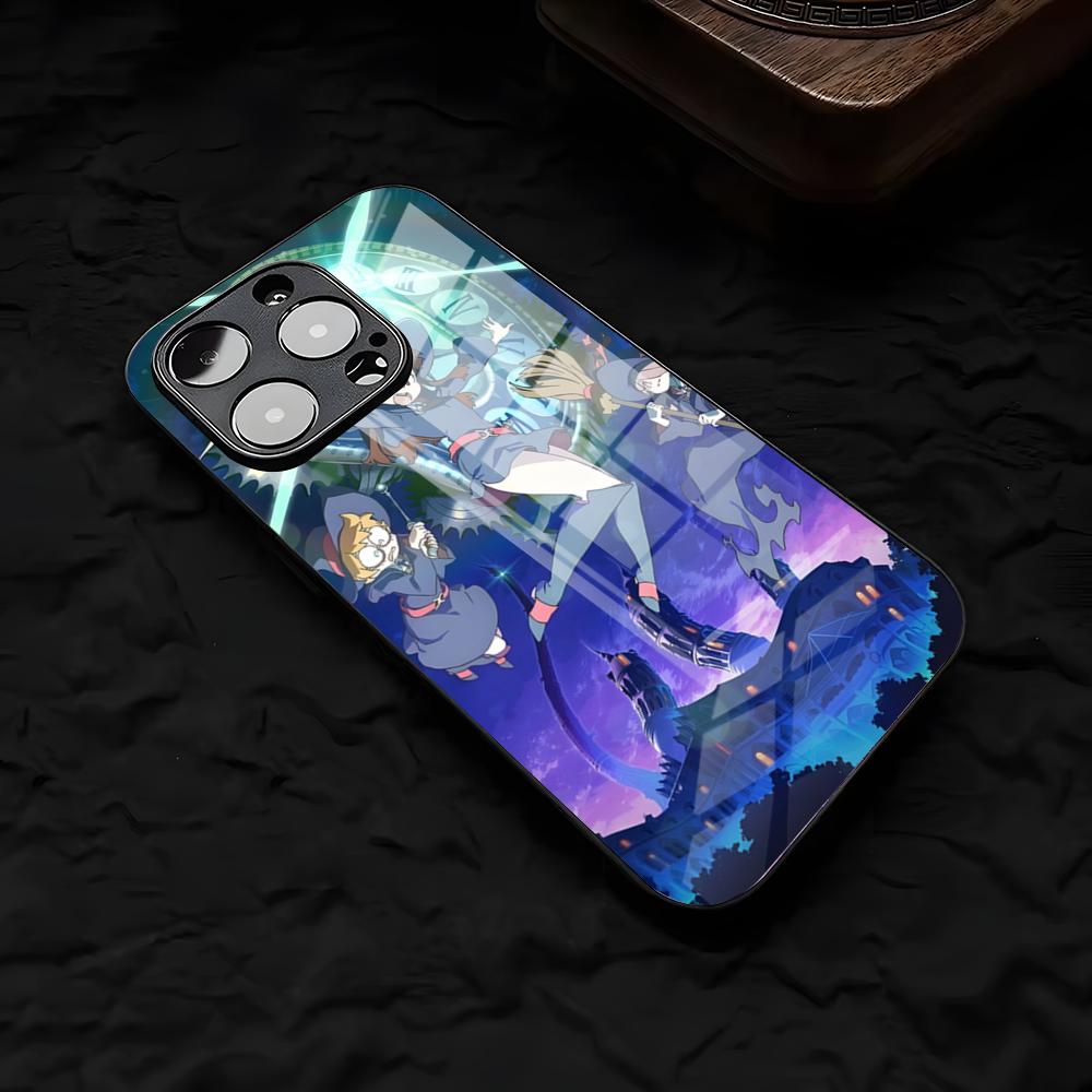L-Little Witch Academia Phone Case For IPhone 17 Air 16 E Pro Max 15 14 13 Mini 12 Pro 11 Max Plus Black Glass Cover