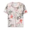 2026 High-End Ice Silk T-Shirt for Moms: Short Sleeve, Chinese Style, Elegant and Lightweight, Ideal for Middle-Aged & Elderly Women