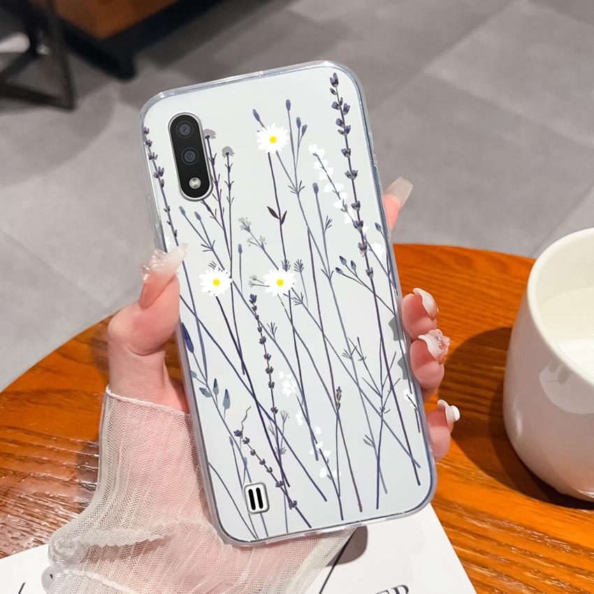 For Samsung M01 M10 C7 A9 M31 F13 Phone Casing Fragrant Flowers Patterns Transparent Silicone Anti Drop Protective Ultra Thin Case For Samsung Housing