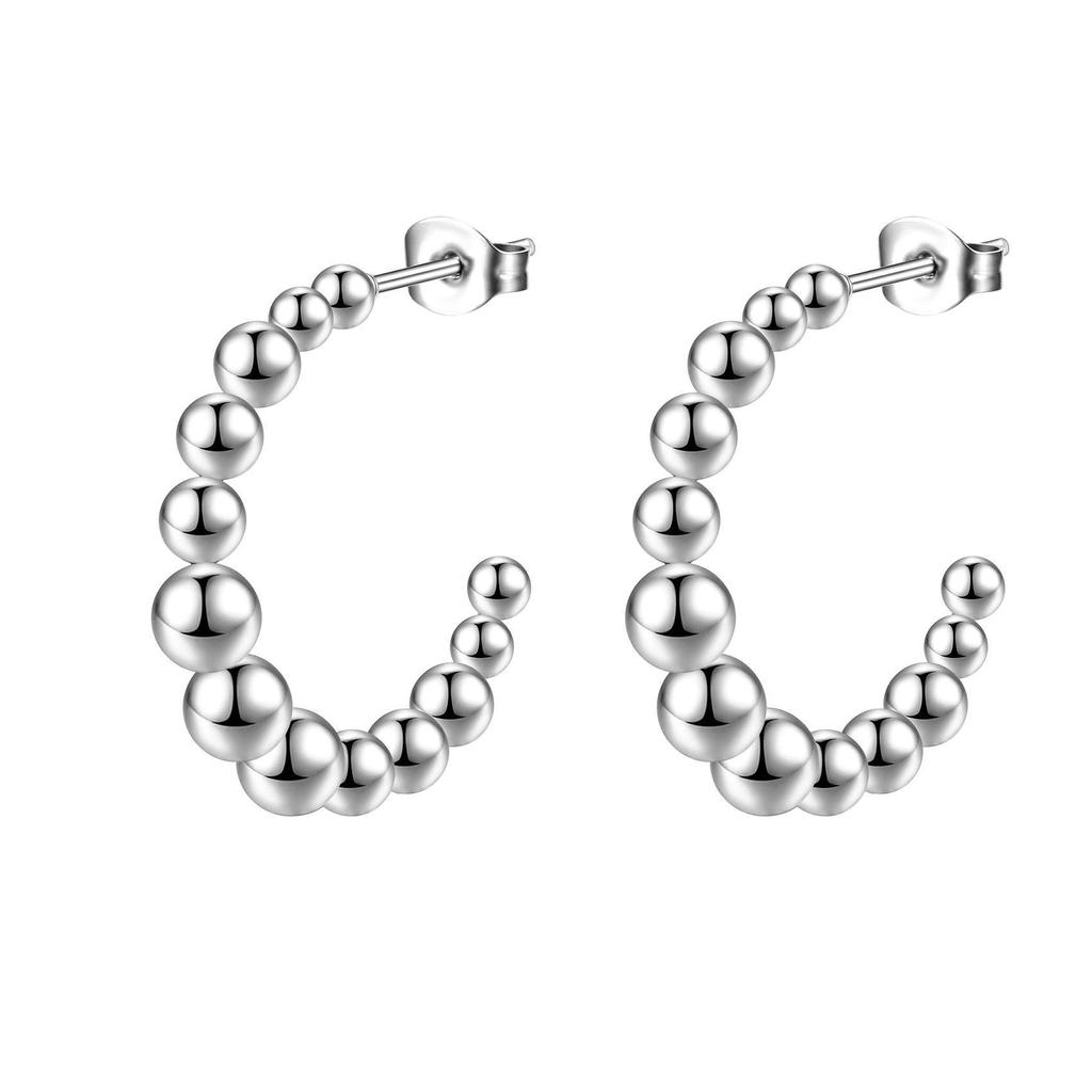 Trendy Titanium C-Shaped Stainless Steel Twisted Wire Earrings