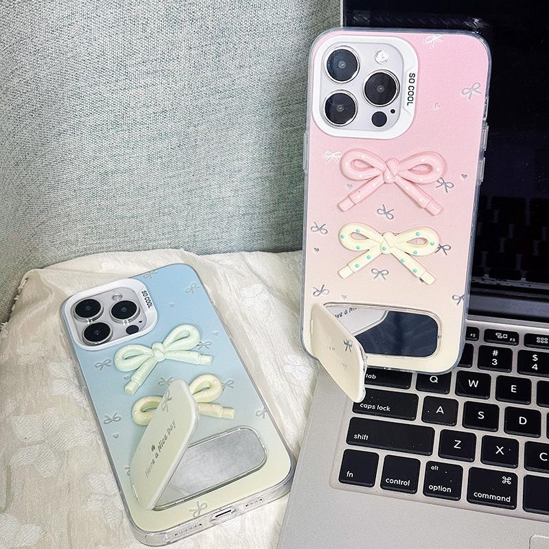 Apple iPhone 13/15 Plus/16 Pro Max Luxurious Bow Gradient Pink Case