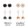 MUSUBI Matching Pair of Earrings for 925 Sterling Simple Design with a Single Cubic Zirconia CZ Stud Couples, Silver,