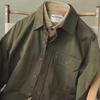 Men's Khaki Military Green Retro Shirt Jacket for Spring and Autumn