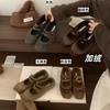 Inner Height Increase Retro Brown Round Head Mary Jane Shoes Small Leather Shoes Autumn Women's Shoes Shallow Mouth Single Shoes Ballet