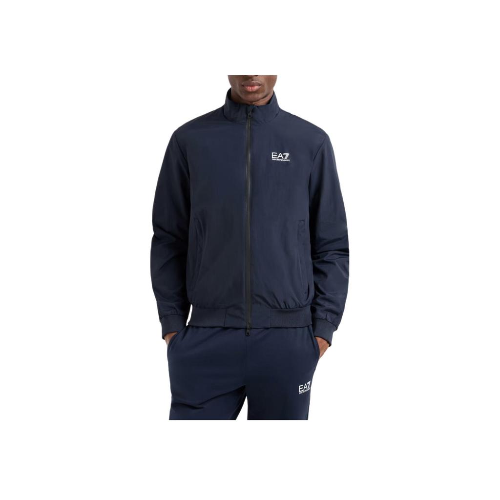 Emporio Armani EA7 Solid Color Stand Collar Zipper Logo Long Sleeve Jacket Men jackets Navy-Blue 7M000424-AF13569-UB102