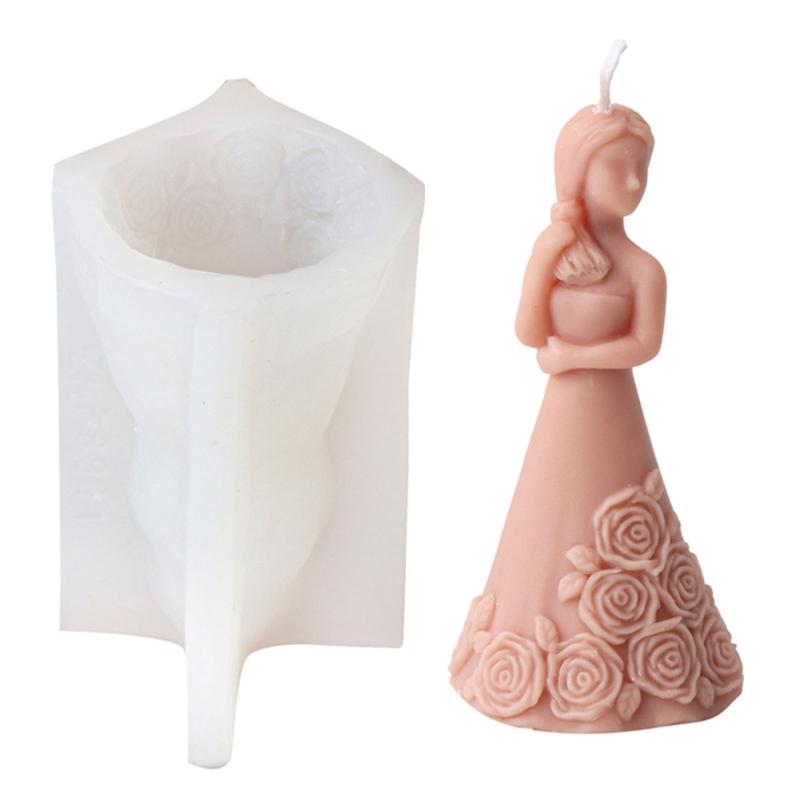 Flexible Silicone Mold Handmade Scented Candle Mould Flower Dress Girl Aromatherapys Jewelry Mold Home Decorations