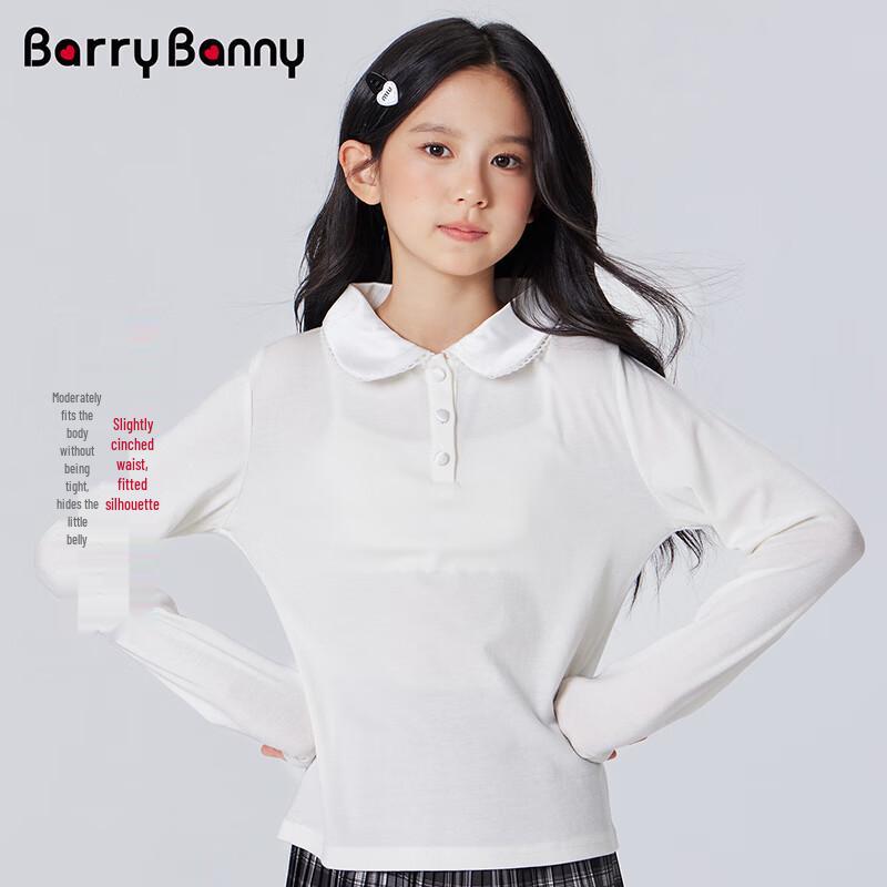BARRY BANNY Girls' Peter Pan Collar Long Sleeve Base Layer T-Shirt