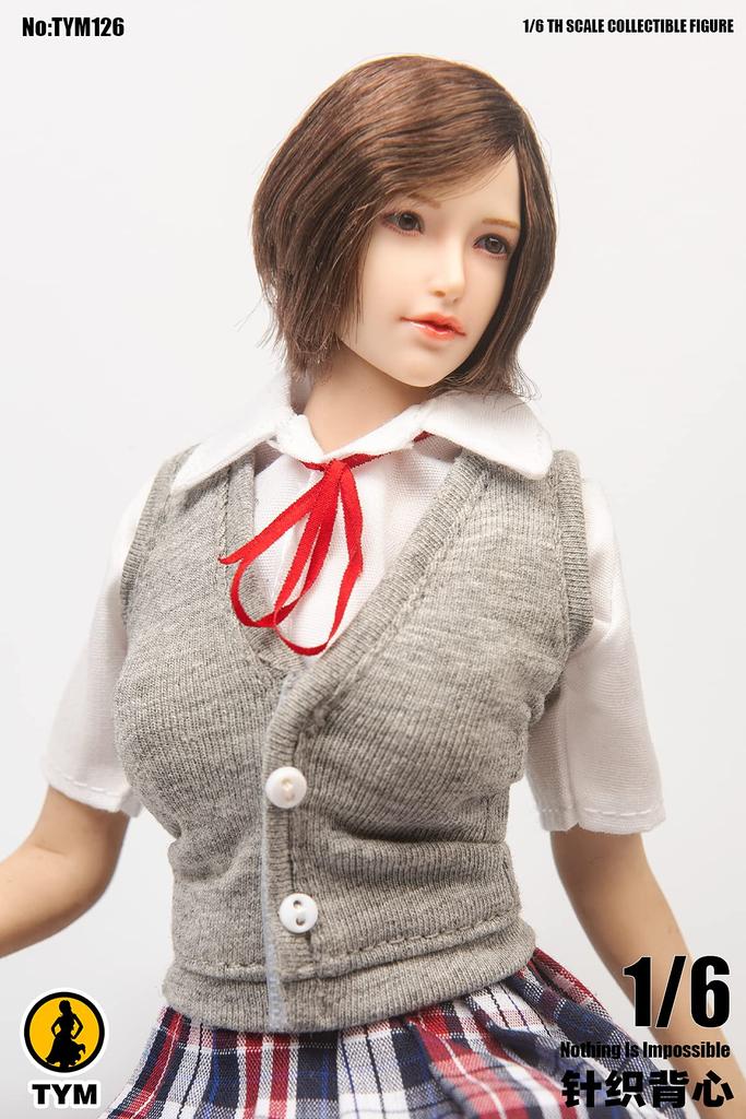 TYM126 Maßstabsfigur für sexy Büro High School College Graue Weste Strickpullover und Waffe nicht [TOYBARJAPAN] 1/6 Frauen, Schönheit, Dame, Mädchen, Studentin,