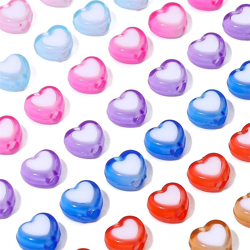 30Pcs Acrylic Heart Shape Beads Loose Spacer Beads for Jewelry Making DIY Bracelets Necklace