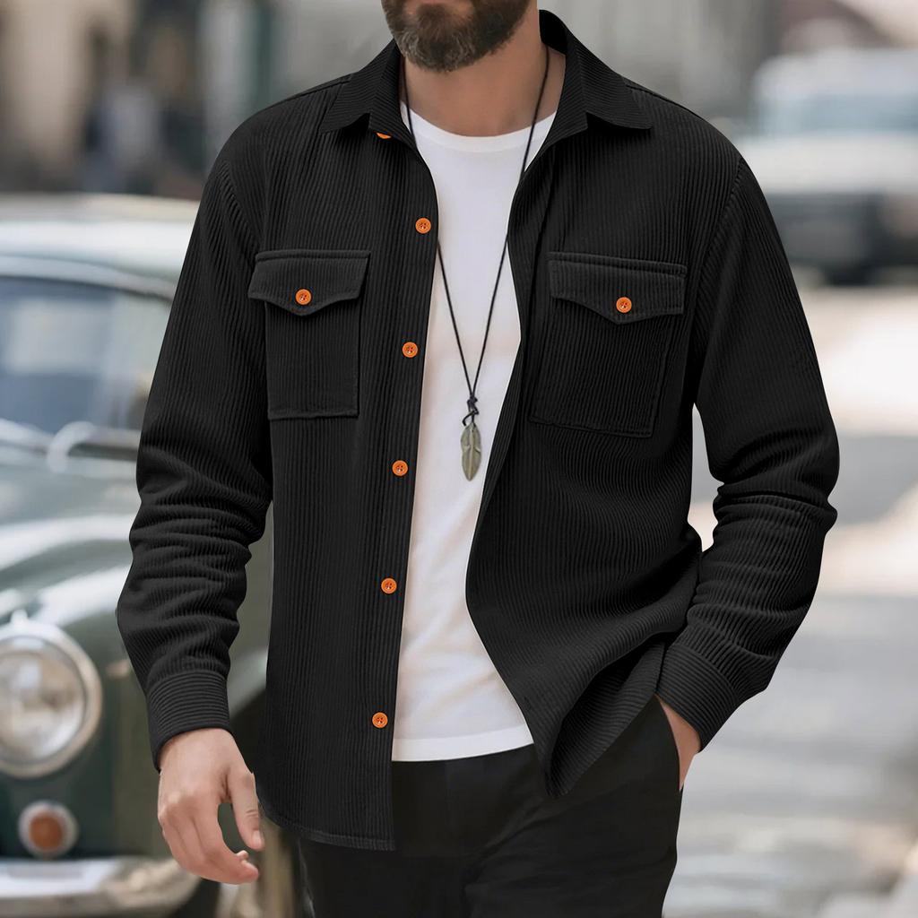 Men's Stand Collar Button Cardigan Long Sleeve Jacket Casual Fashion Solid Color Men's Jacket