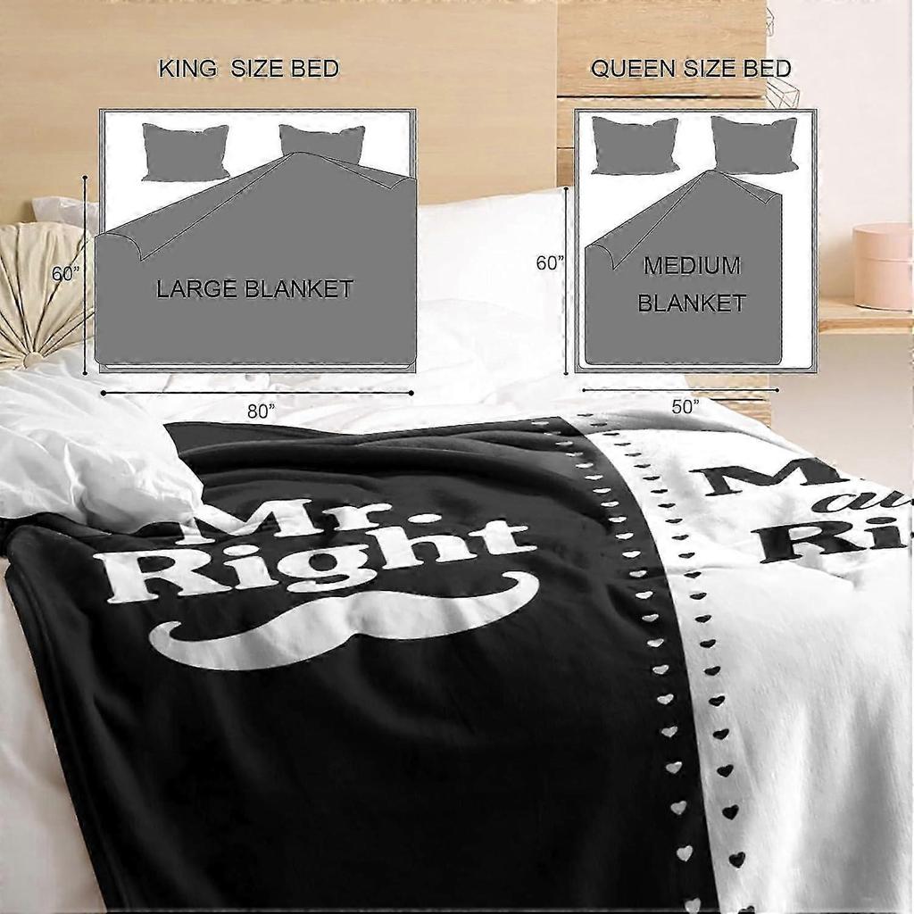 Mr. & Mrs. Right Gifts  Wedding, Bridal Shower, Engagement Gifts for Couples  Compatible with 60x50" Blanket